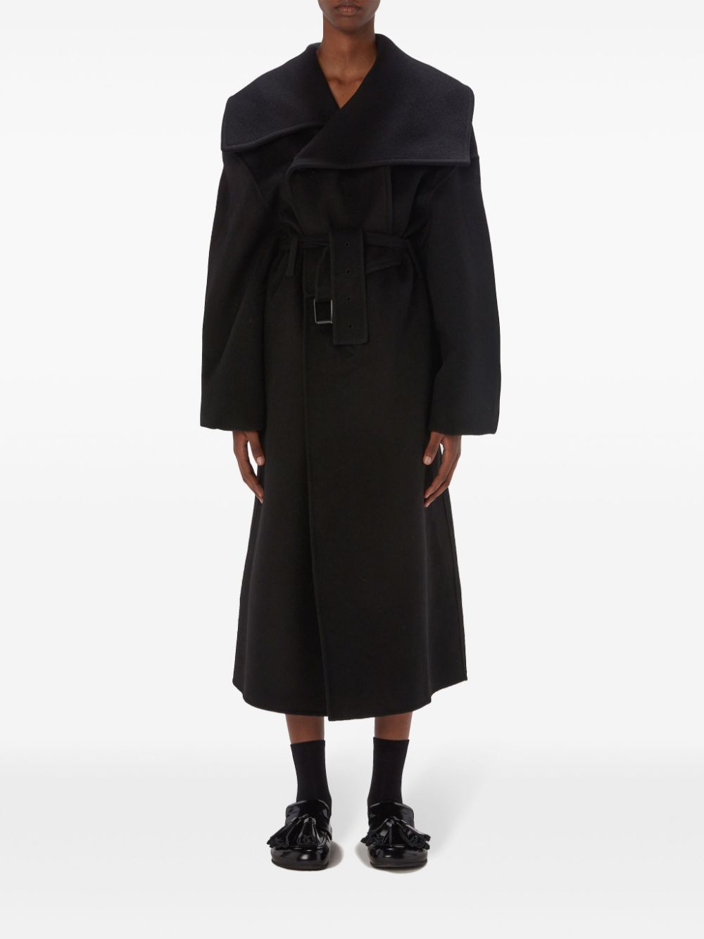 Shop Jw Anderson Belted Wool Coat In Schwarz