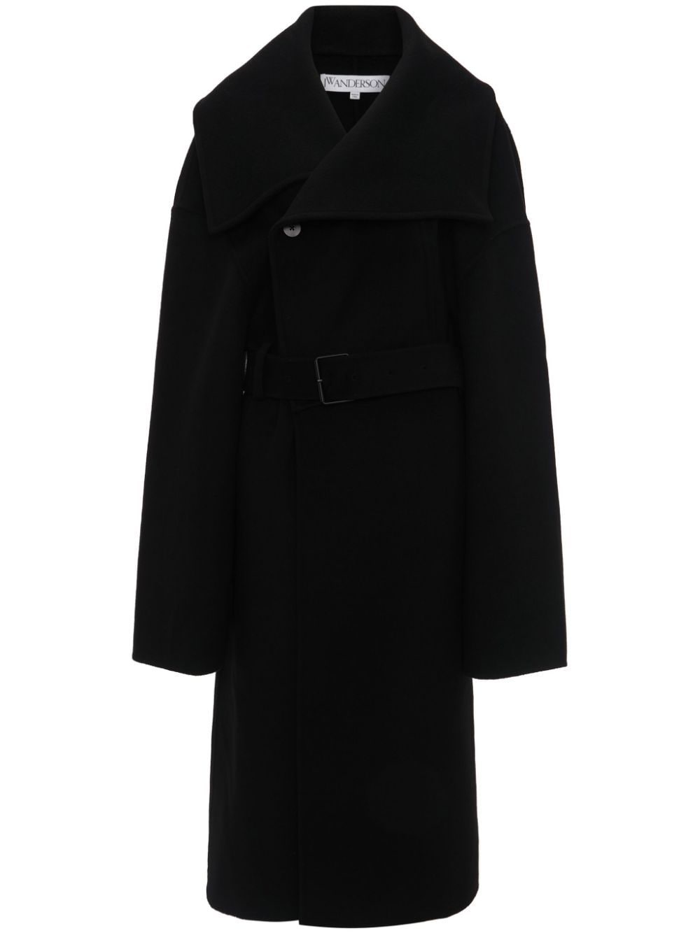 Shop Jw Anderson Belted Wool Coat In Black