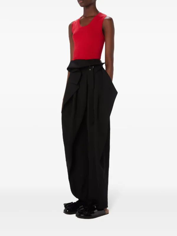 JW Anderson Belted Draped Trousers | Black | FARFETCH
