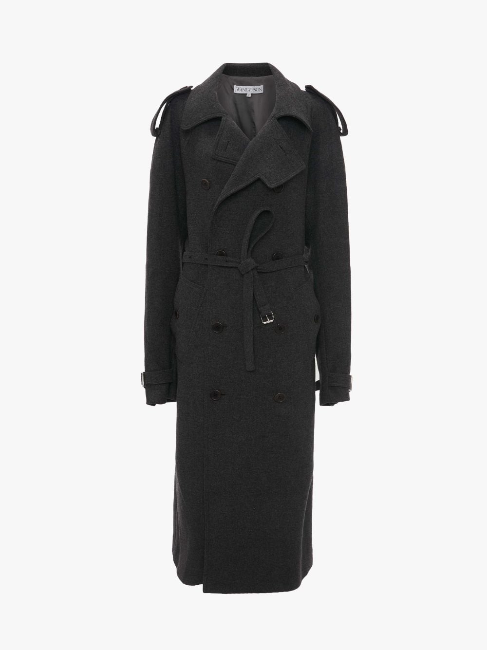 Jw Anderson Wool Trench Coat In Grey