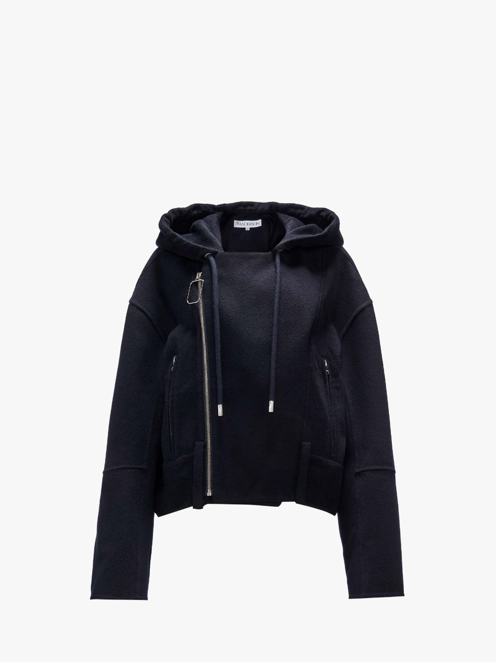 Jw Anderson Hooded Wool Jacket In Blue