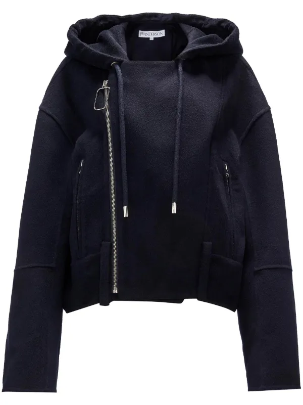 JW Anderson Hooded Wool Jacket in Blue