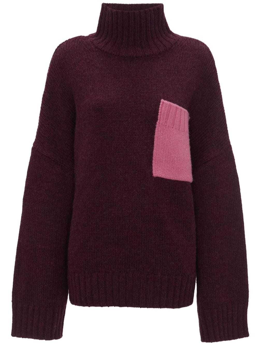 Jw Anderson Contrast-pocket Ribbed-knit Jumper In Purple