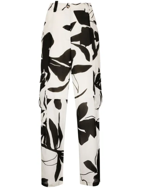 LIU JO abstract-print silk cargo trousers