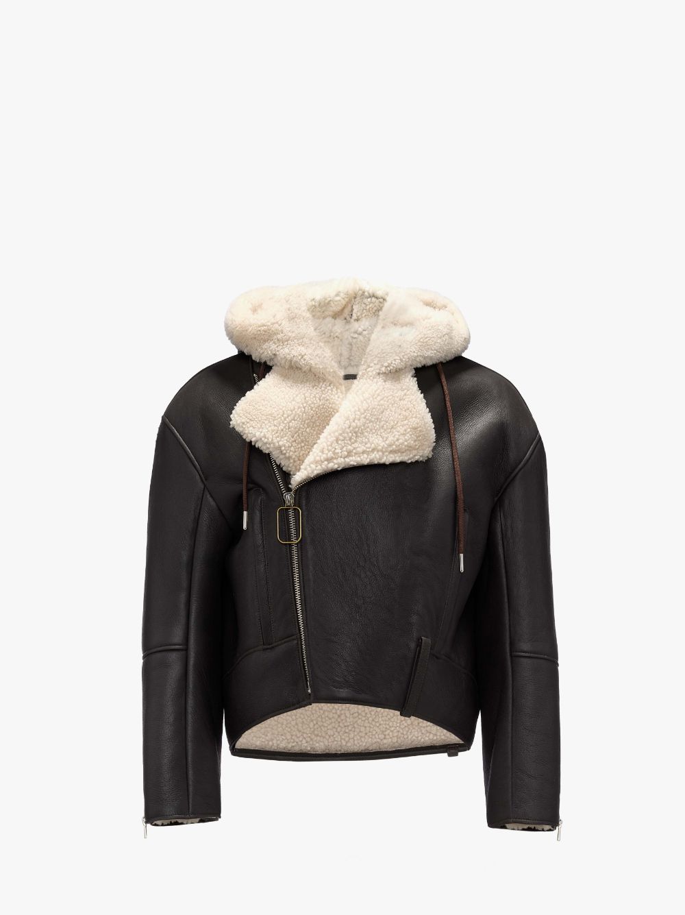 Shop Jw Anderson Hooded Biker Jacket In Brown