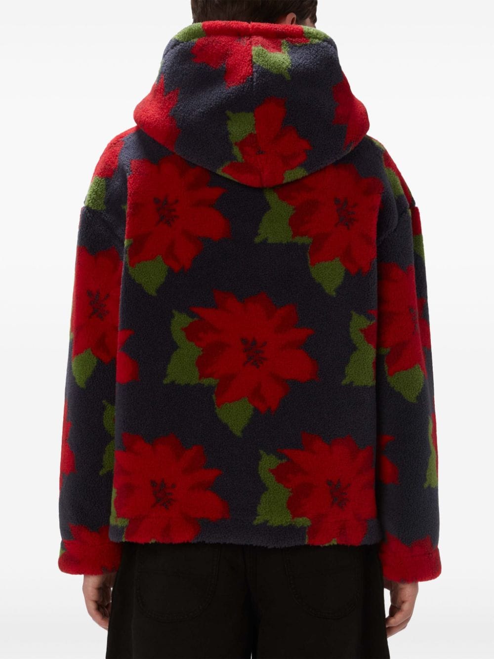 Shop Jw Anderson Floral-print Hooded Jacket In Blue