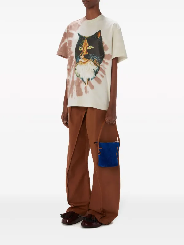 JW Anderson cat-print Organic Cotton T-shirt | Neutrals