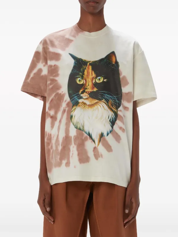 JW Anderson cat-print Organic Cotton T-shirt | Neutrals