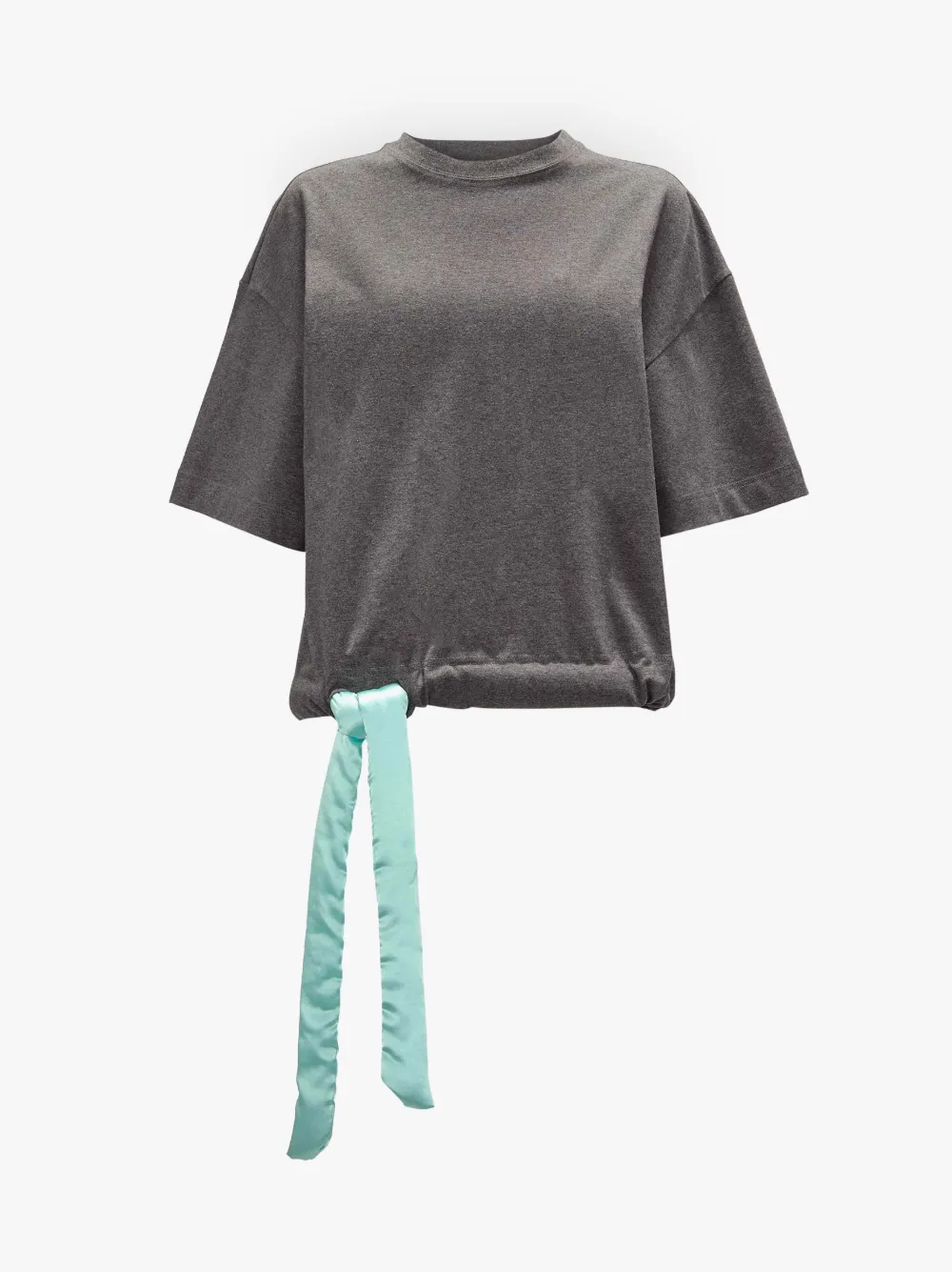 Jw Anderson Satin Cropped T-shirt In Gray