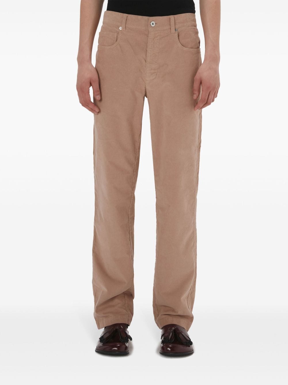 Shop Jw Anderson Straight Leg Mid-rise Cotton Trousers In Neutrals