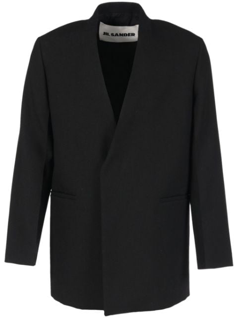 Jil Sander Pre-Owned 2010s collarless V-neck wool blazer
