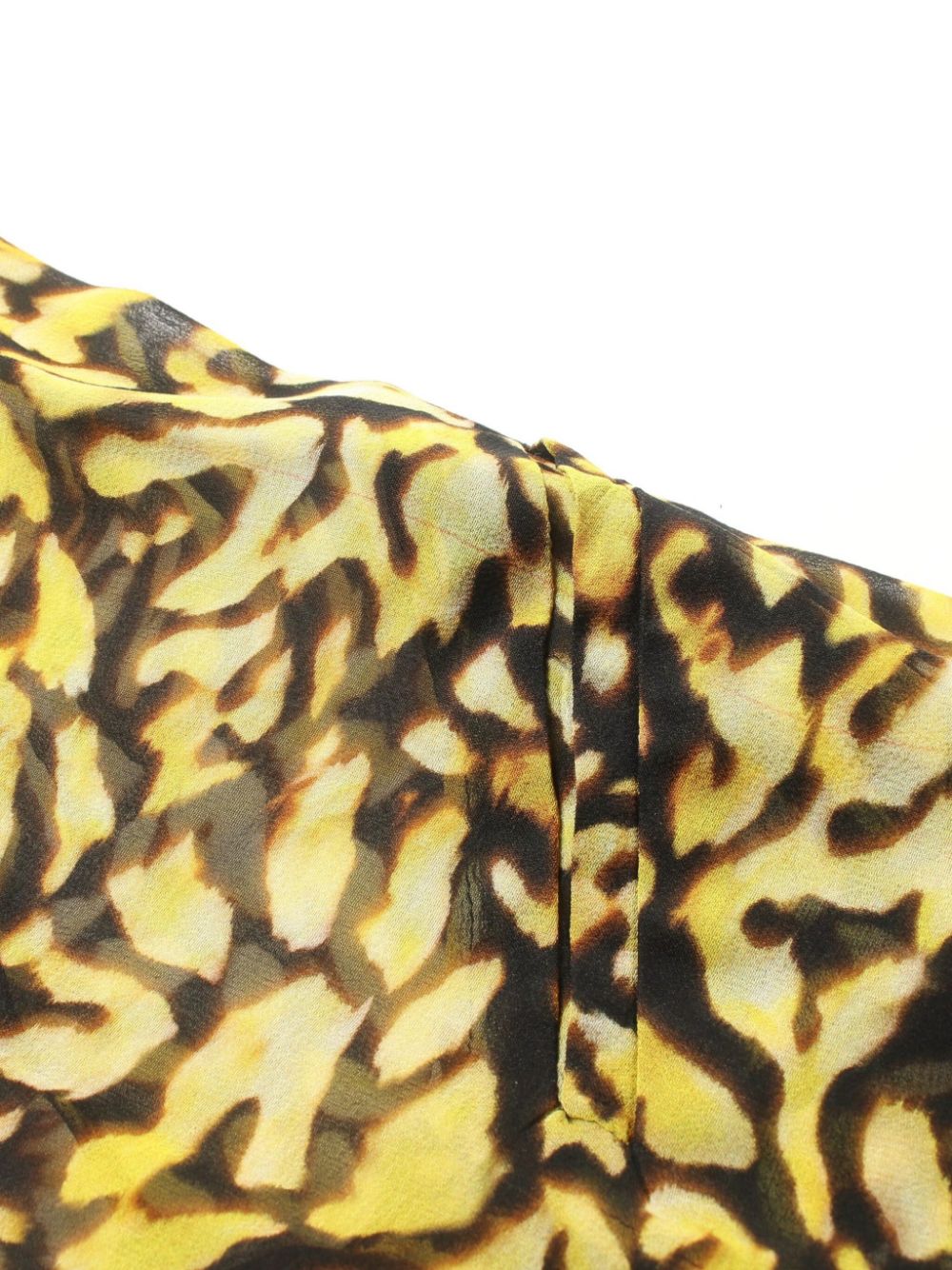 Pre-owned Givenchy 2000s Leopard-print Zip-up Silk Shirt In Yellow