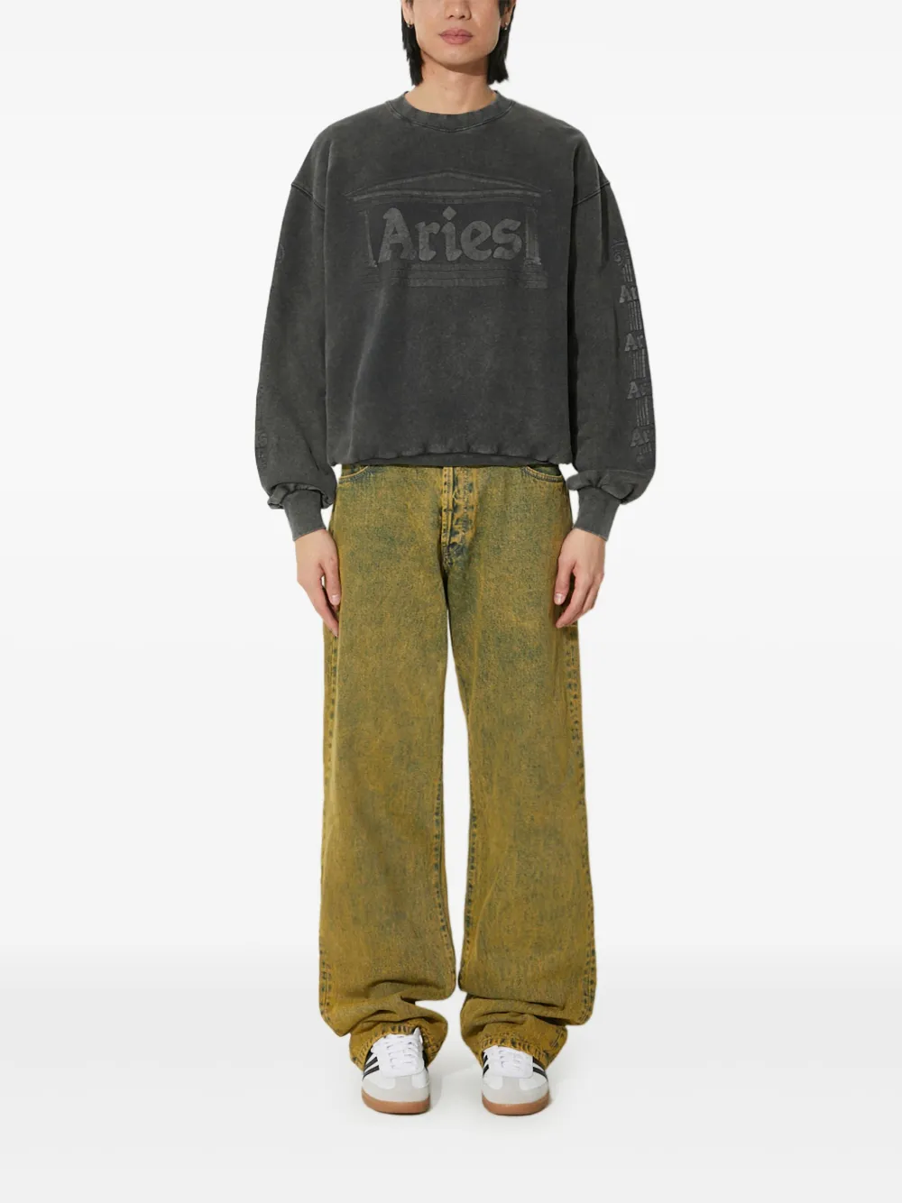 Aries logo-embellished crew-neck sweatshirt | Black | Image 1