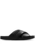 Lanvin logo-appliqué crossover leather slides - Black