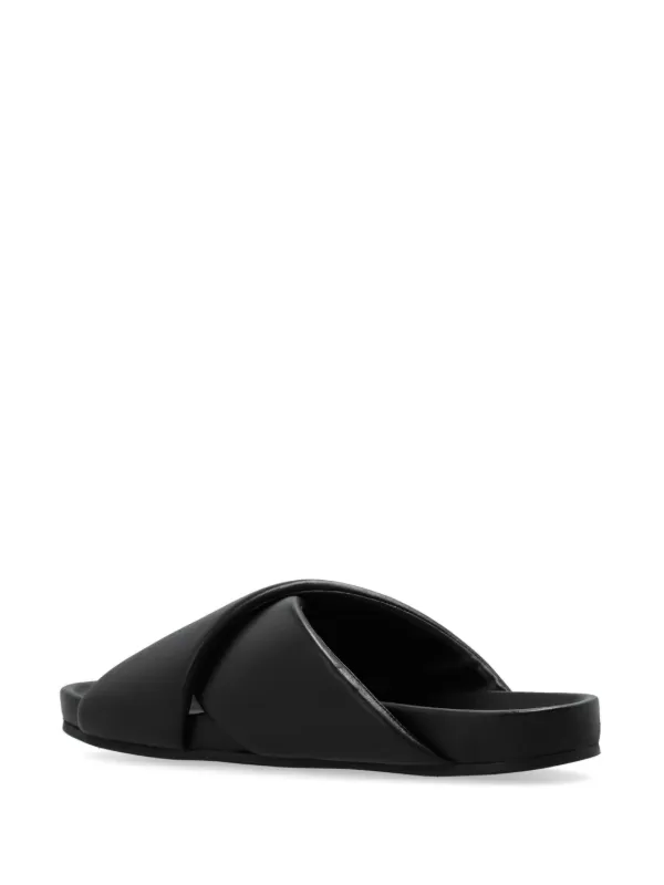 Lanvin logo-appliqué Crossover Leather Slides | Black | FARFETCH display picture 1