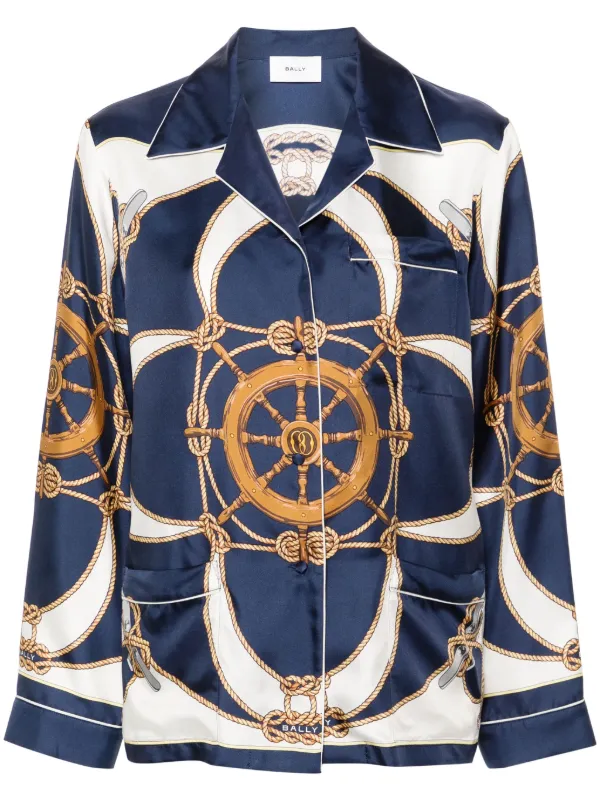 Bally Graphic-print Silk Shirt in Blue