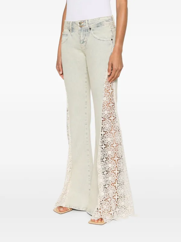 GUESS USA lace detail Flared Jeans Neutrals FARFETCH CA