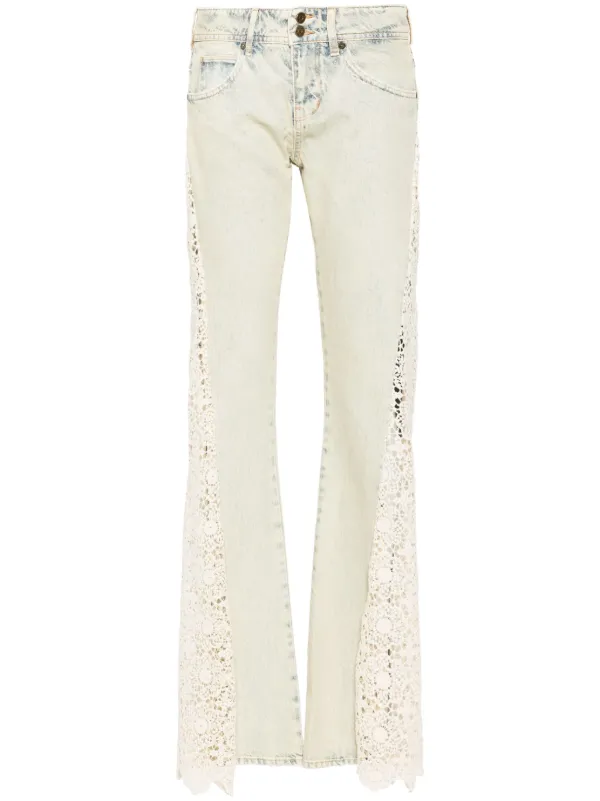 GUESS USA lace detail Flared Jeans Farfetch