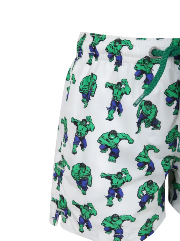 MC2 Saint Barth Kids x Marvel Hulk print Swim Shorts White FARFETCH