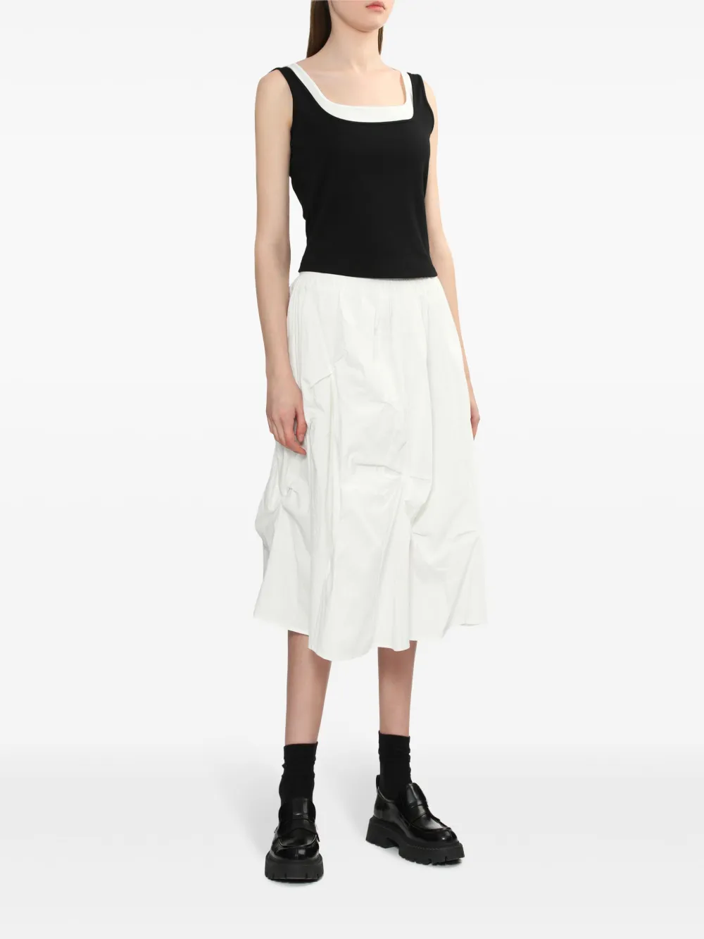 Shop B+ab Layered Cropped Tank Top In Black