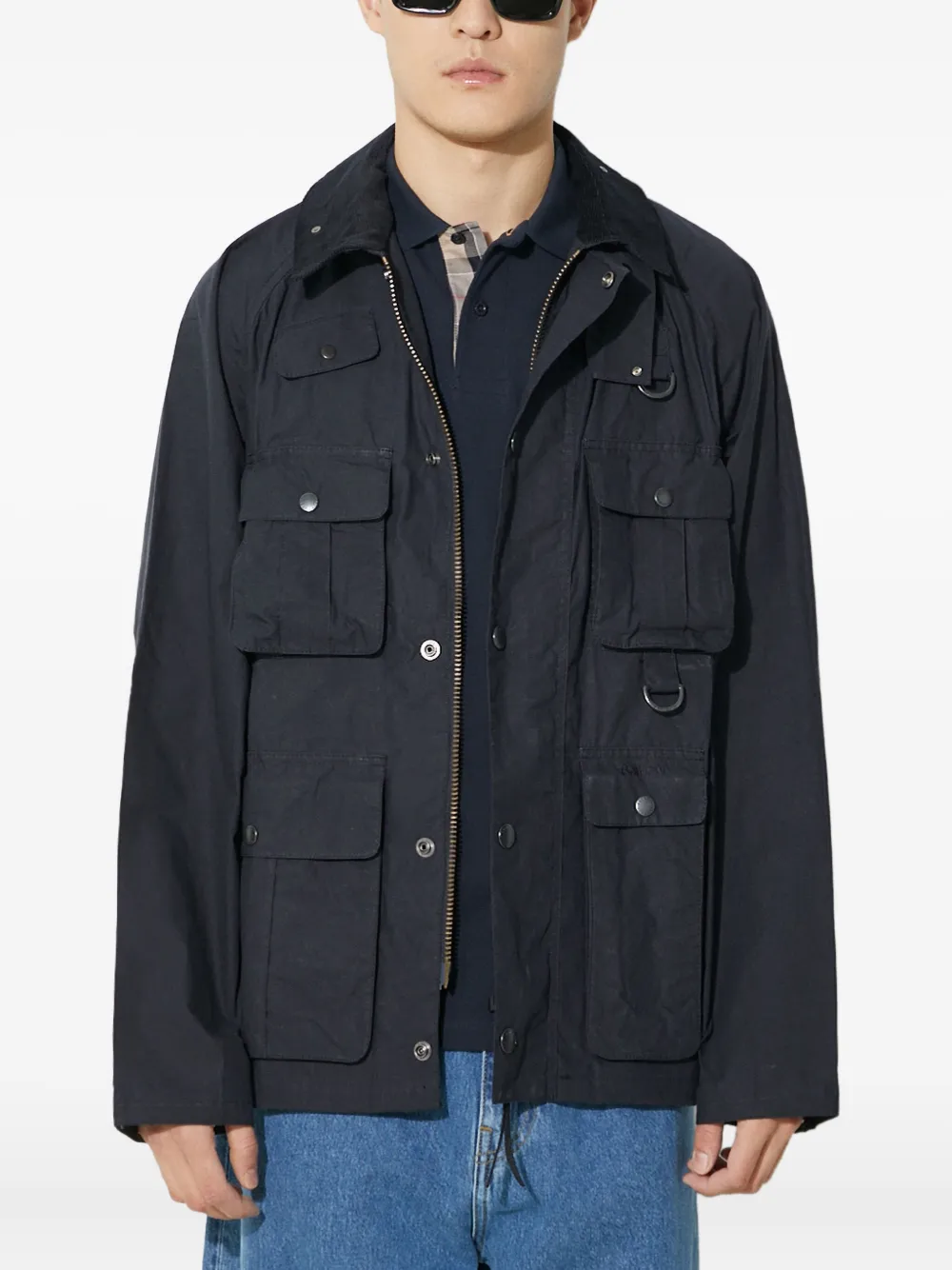 Barbour multiple-pocket corduroy-collar jacket | Blue | Image 1