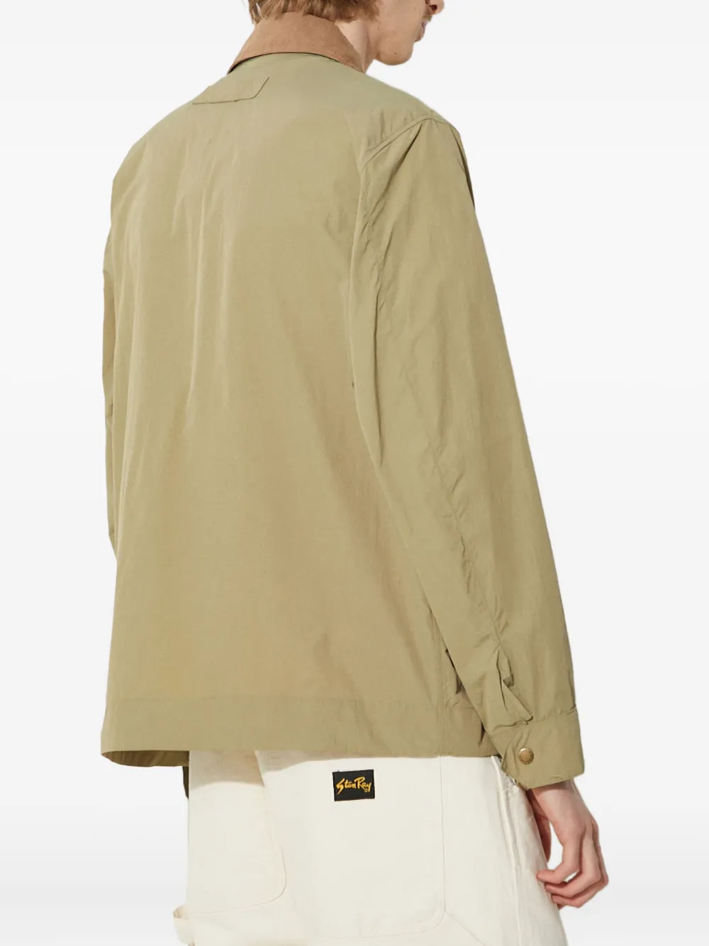 Barbour Corduroy-collar Button Jacket In Green