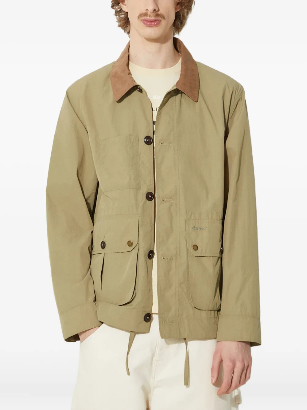 Barbour corduroy-collar button jacket | Green | Image 1