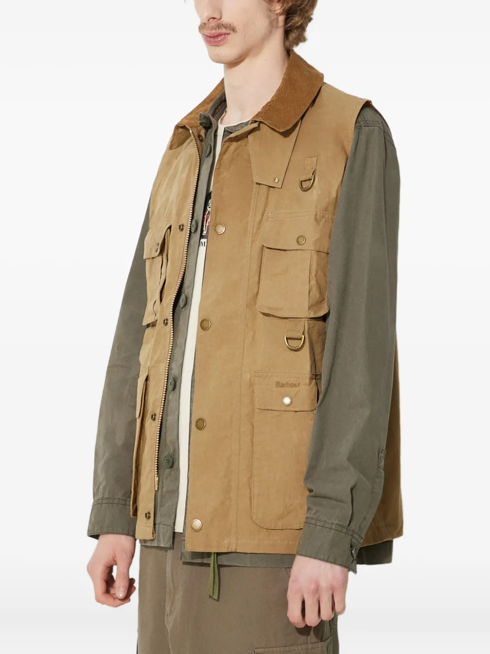 Barbour Corduroy-collar Multiple-pocket Gilet In Brown