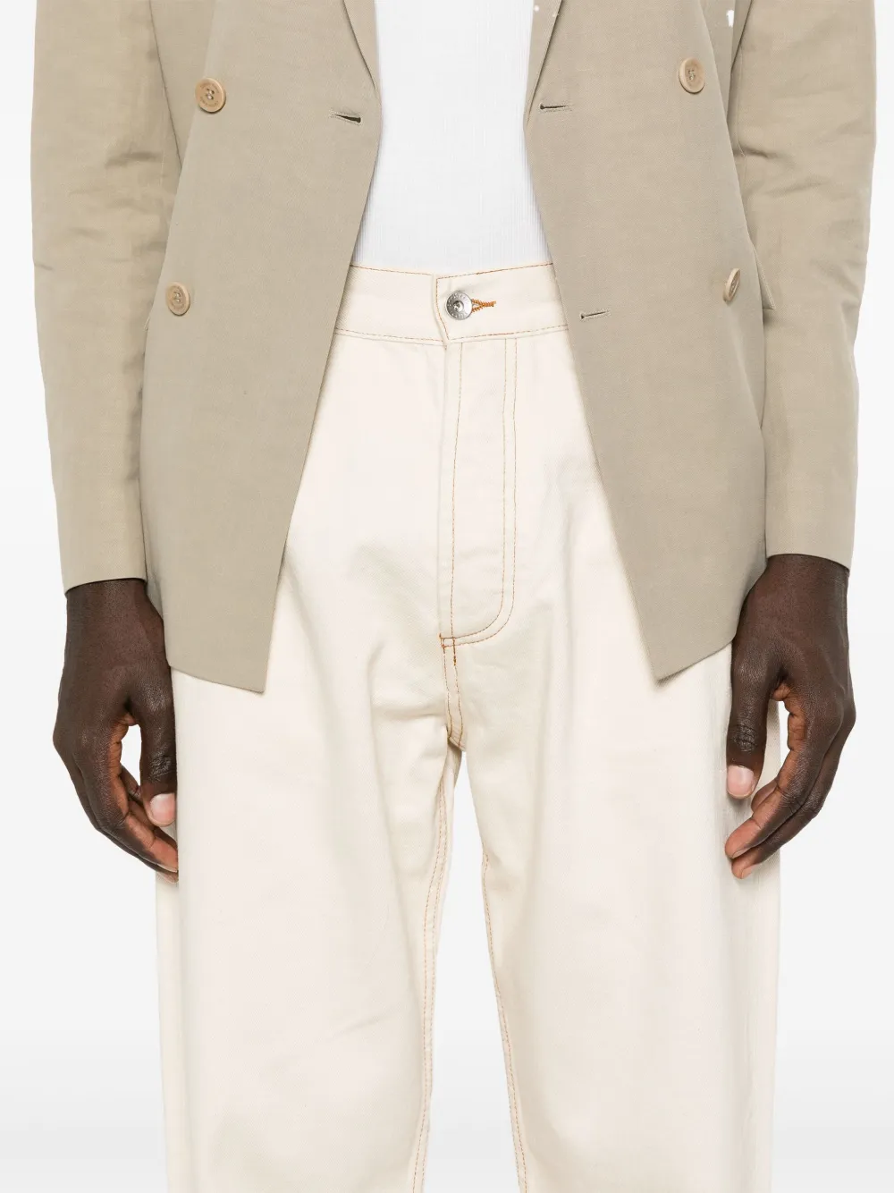 YMC Jeans met logopatch Beige