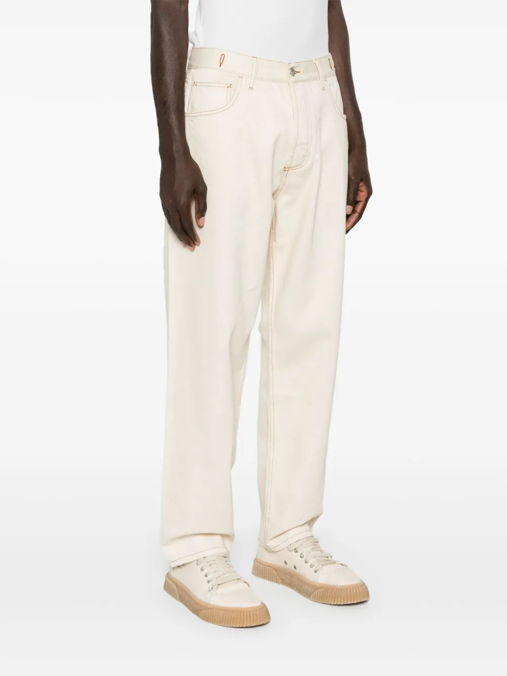 YMC Jeans met logopatch Beige