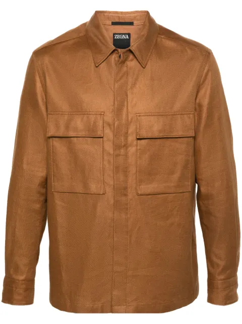 Zegna long-sleeve linen shirt jacket