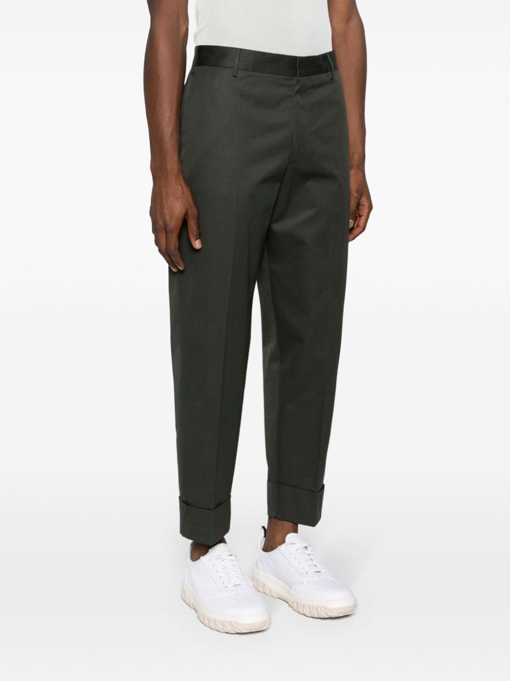 Shop Pt Torino Tailored Cotton Trousers In Green