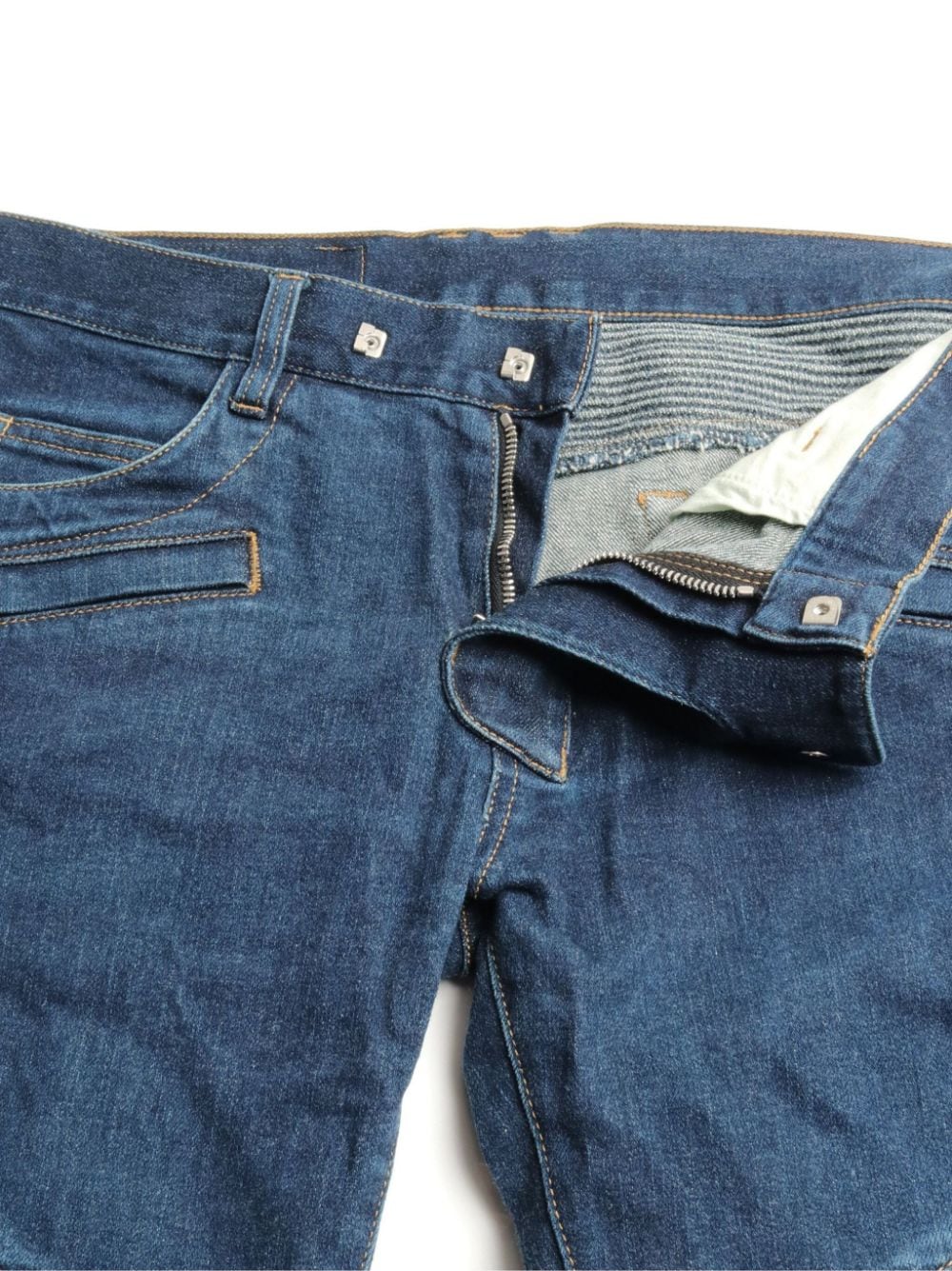 Pre-owned Balmain 罗纹拼贴机车牛仔裤（2010年代典藏款） In Blue