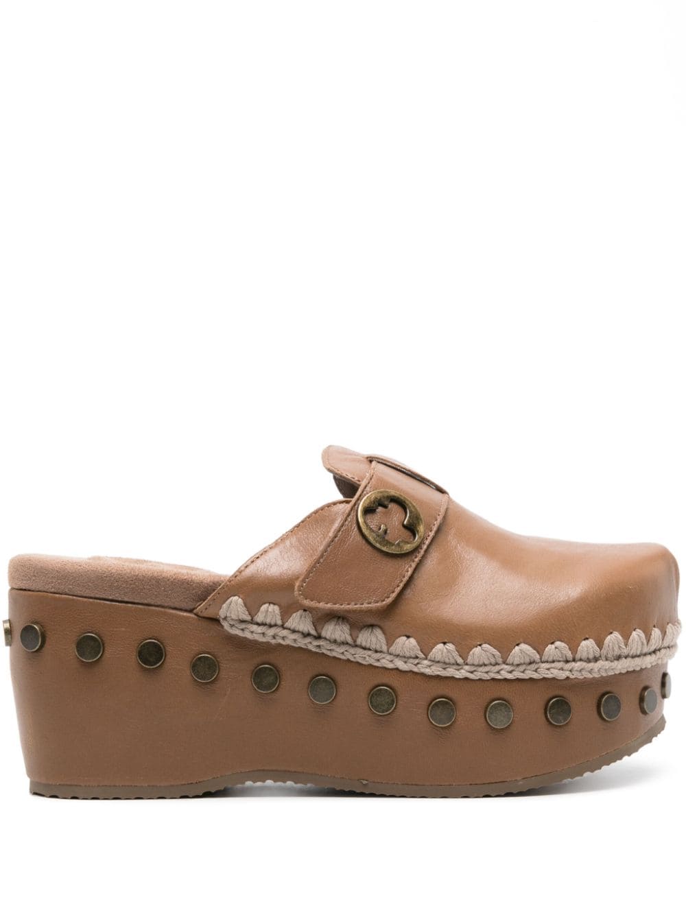 Mou 67mm leather mules Brown