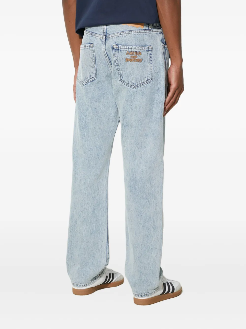 Aries Jeans met geborduurd logo Blauw