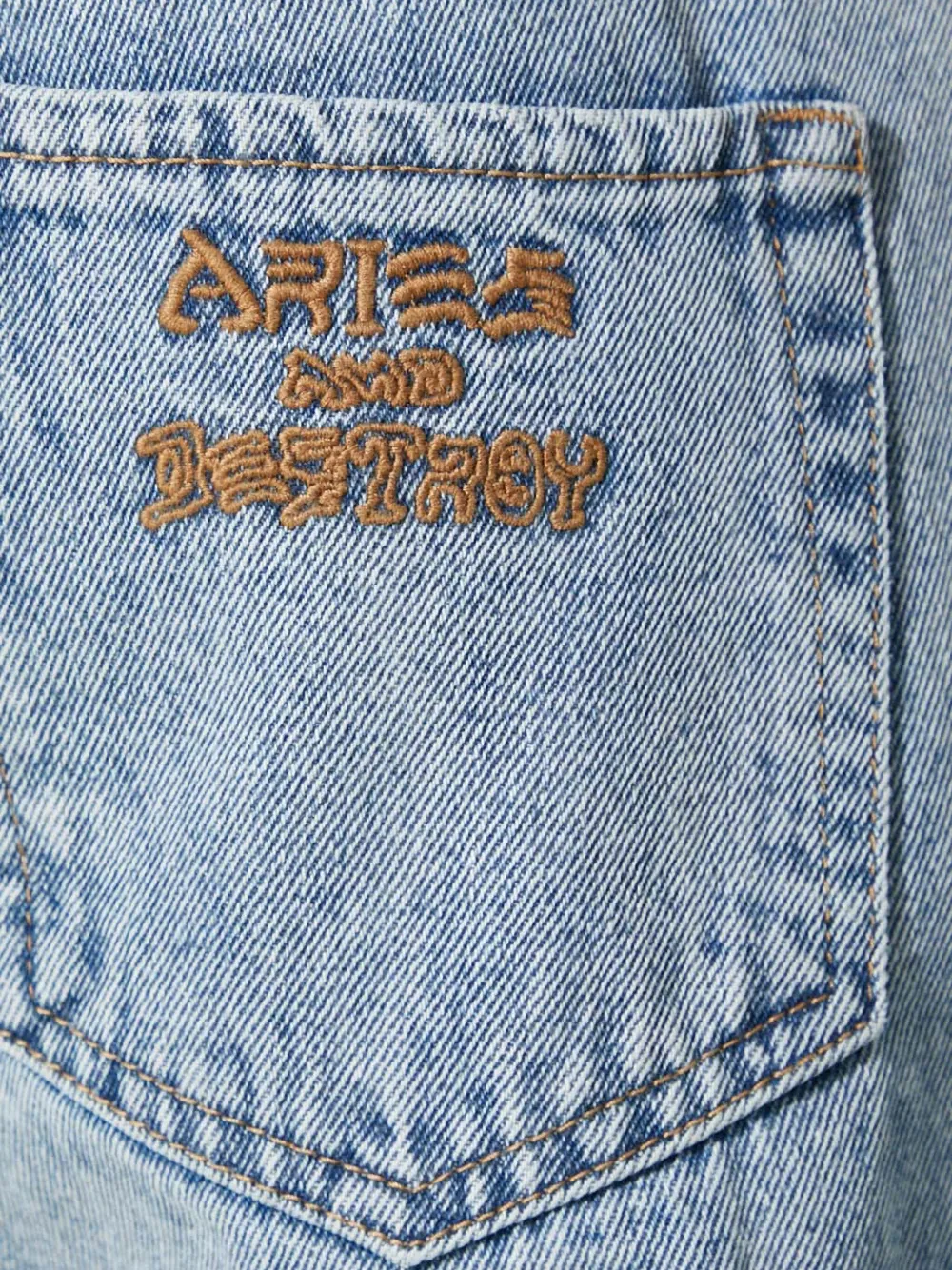 Aries Jeans met geborduurd logo Blauw
