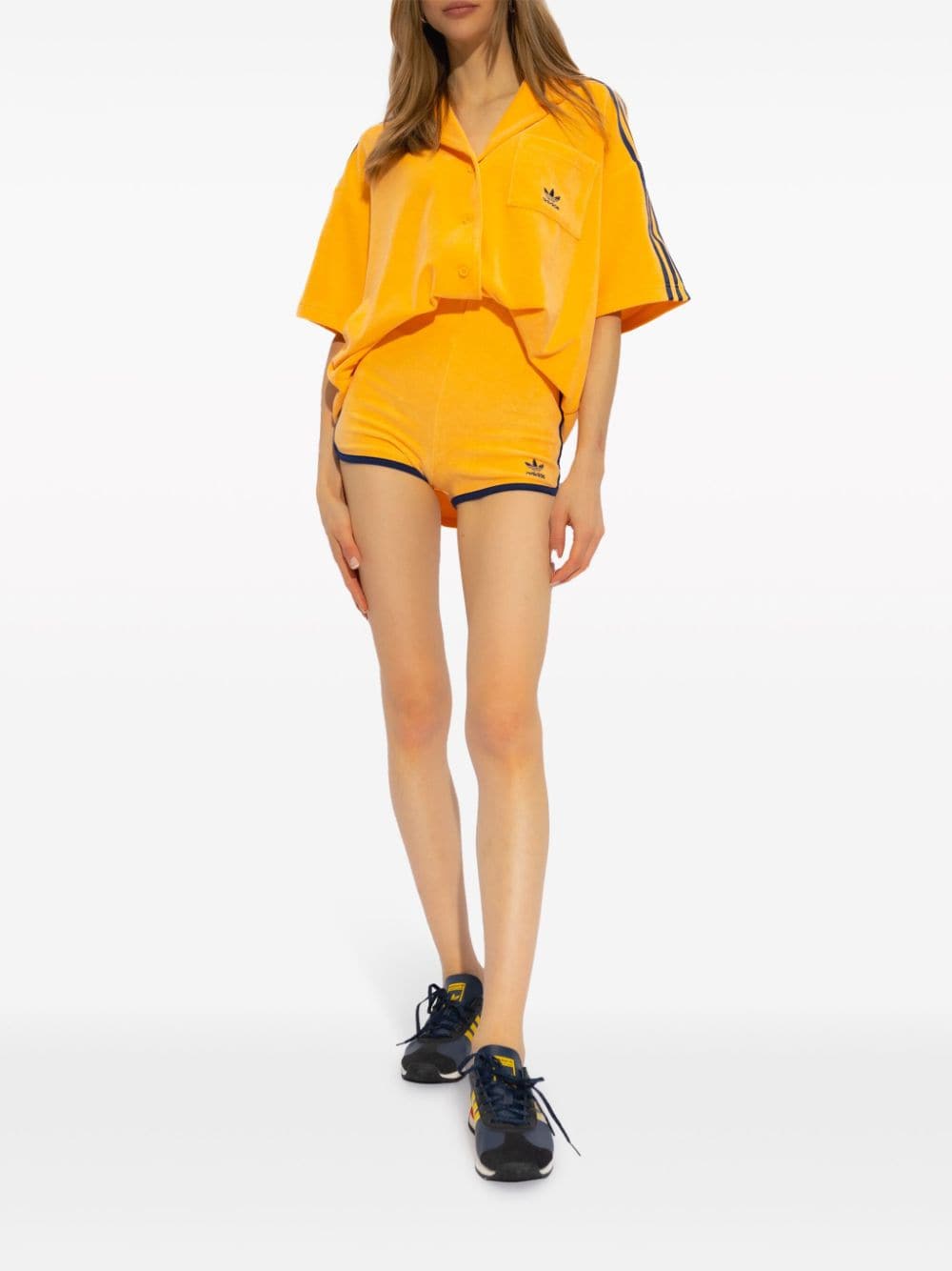 Shop Adidas Originals Originals Embroidered Towelled Shirt In Yellow