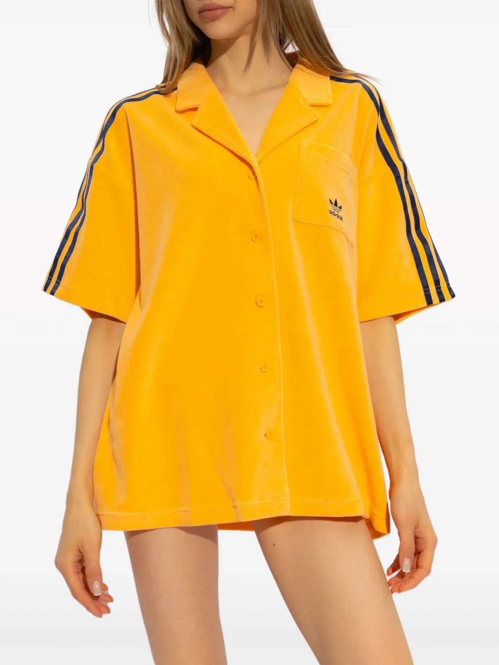 Shop Adidas Originals Originals Embroidered Towelled Shirt In Yellow