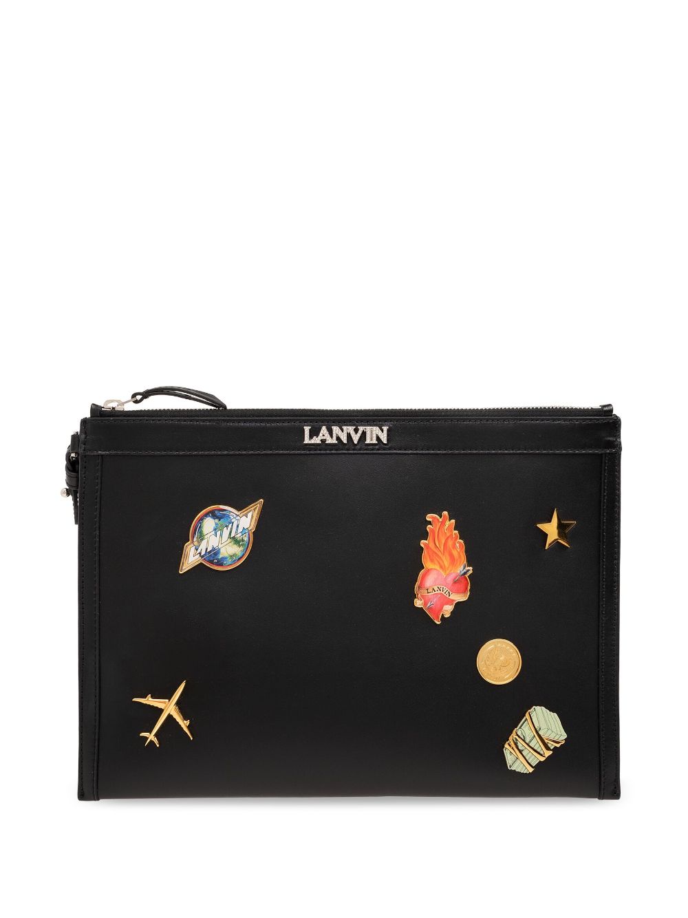 Lanvin X Future Appliqué-detail Clutch Bag In Burgundy