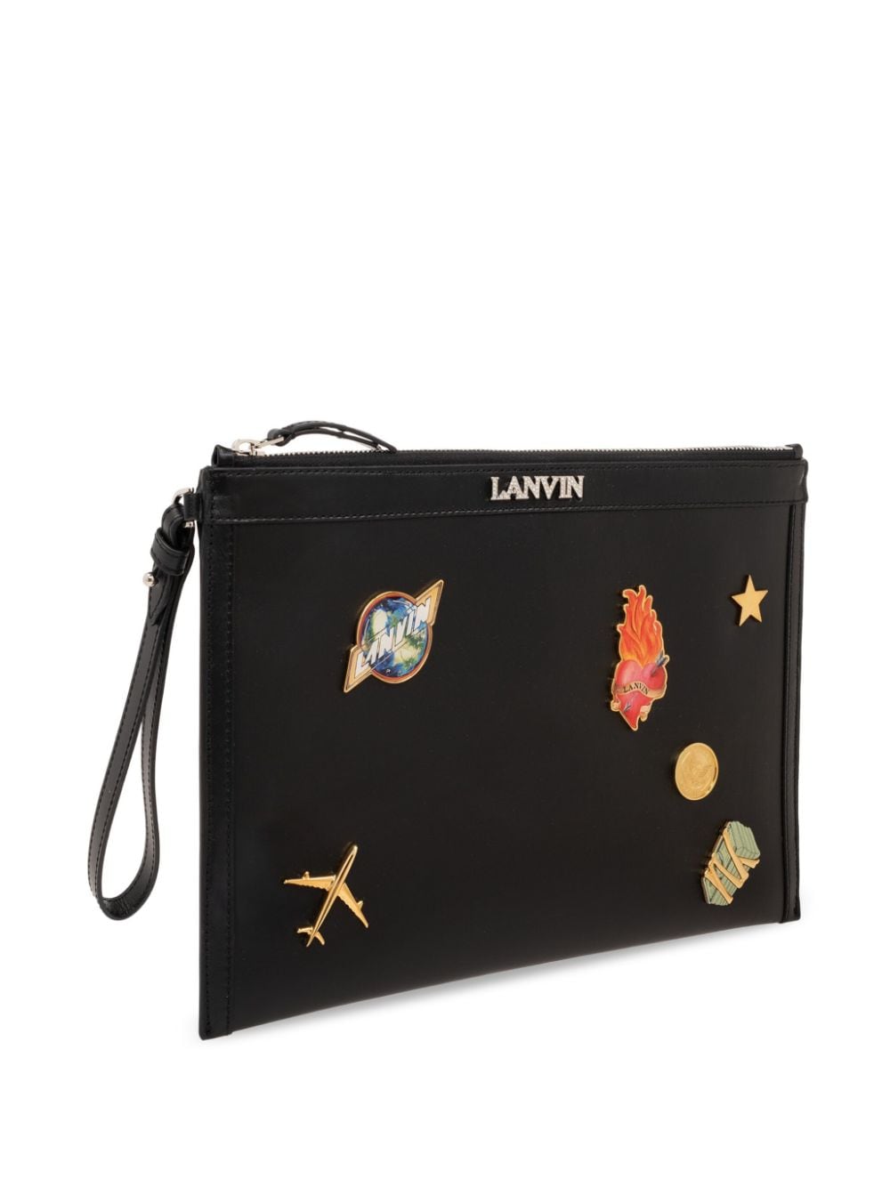 Shop Lanvin X Future Appliqué-detail Clutch Bag In Black