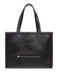 Lanvin logo-patch leather tote bag - Black