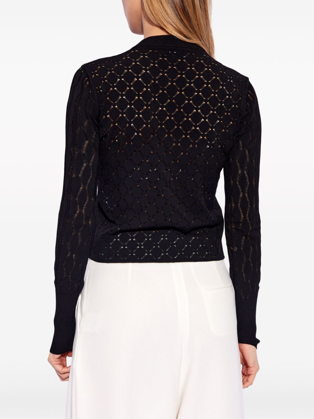 Shop Lanvin Openwork Cardigan In Black