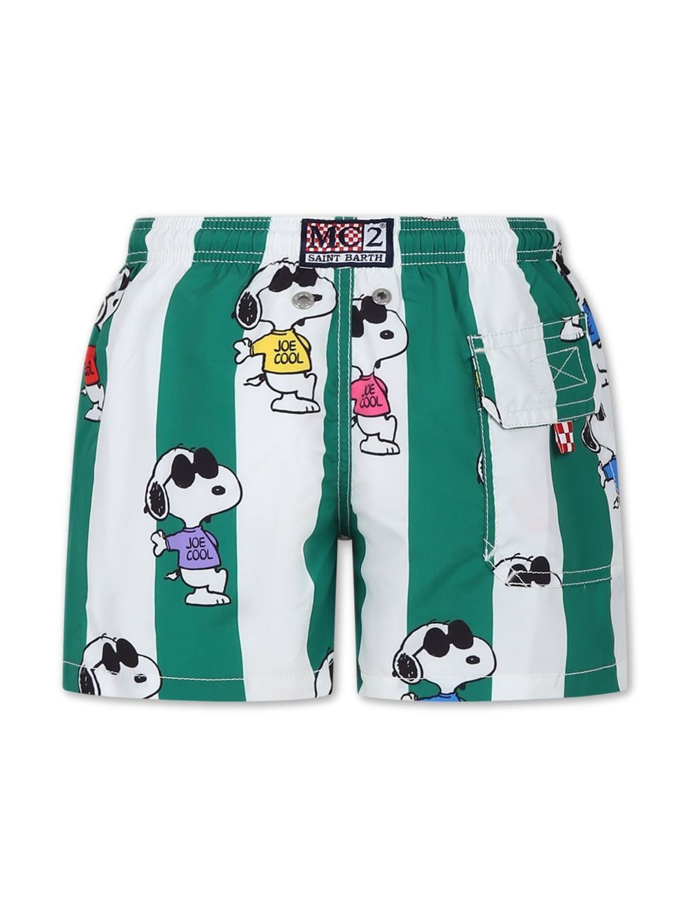 Shop Mc2 Saint Barth Snoopy-print Striped Swim Shorts In Green