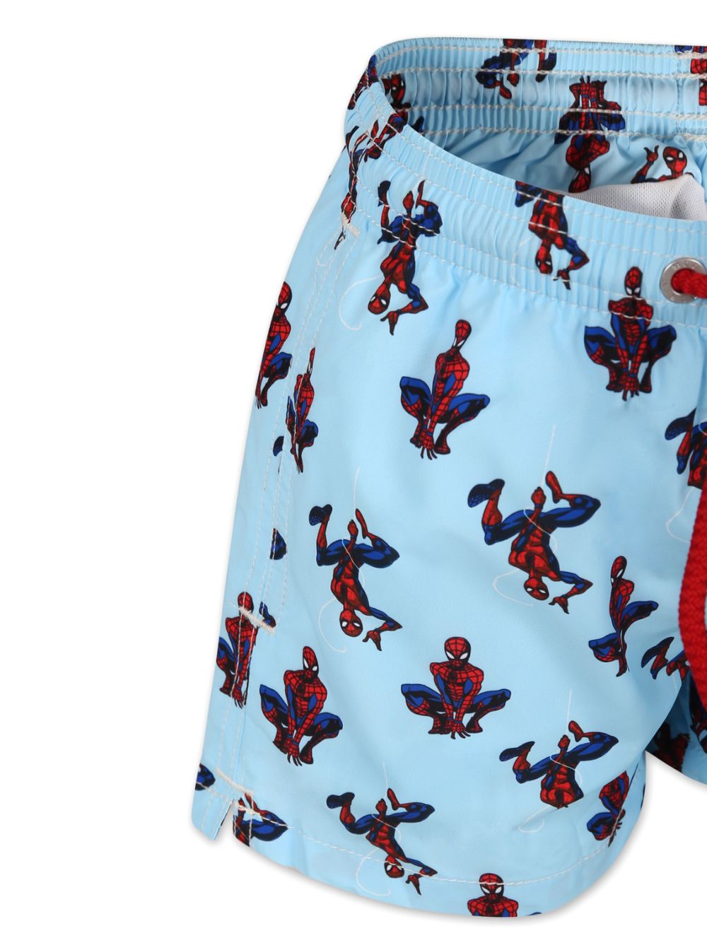 Shop Mc2 Saint Barth X Spiderman Drawstring Swim Shorts In Blue