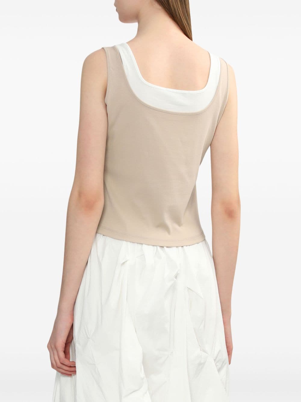 Shop B+ab Layered Cropped Tank Top In Neutrals