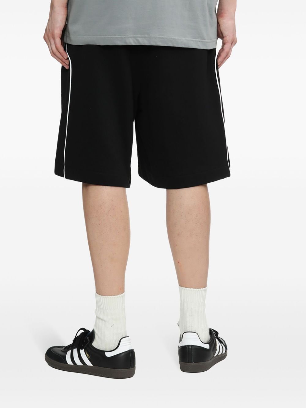 Shop Izzue Stripe-detail Cotton Shorts In Black