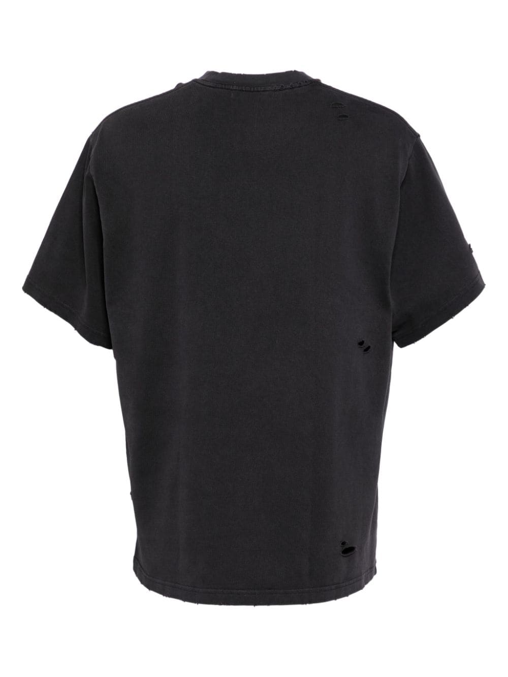 Shop A Bathing Ape Distressed Logo-print Cotton T-shirt In Black