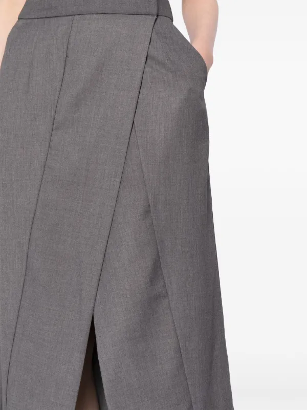 b+ab Front Slit Midi A-line Skirt | Grey | FARFETCH