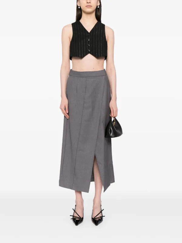 b+ab Front Slit Midi A-line Skirt | Grey | FARFETCH
