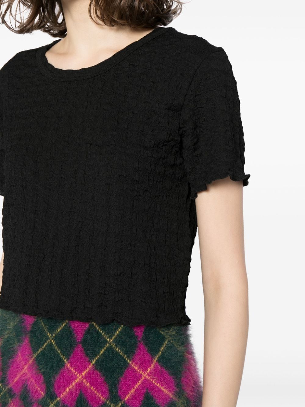 Shop B+ab Textured Cropped Top In Black